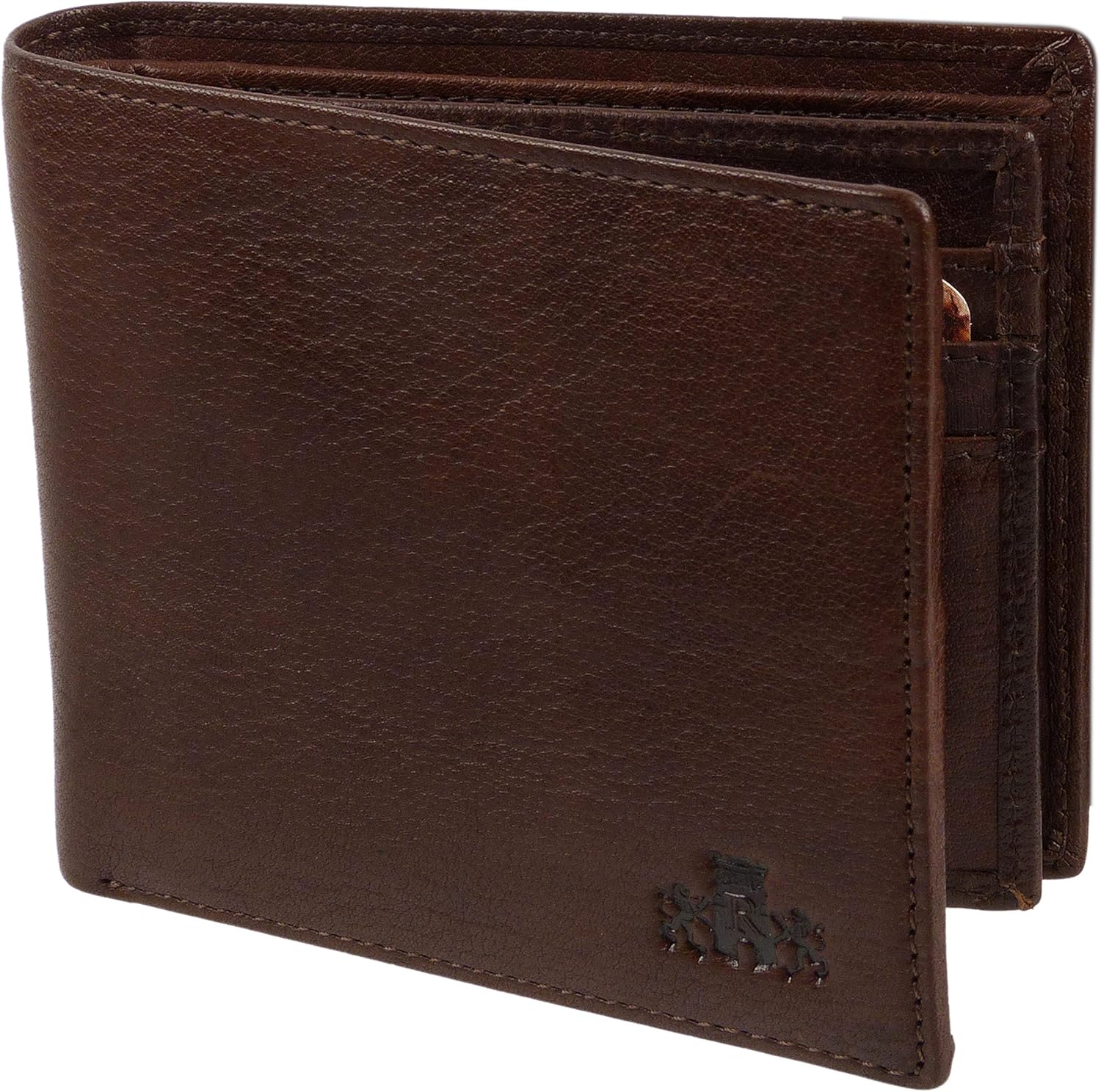 Mens Vintage Buffalo Leather Wallet by Rowallan; Verona Collection Credit Cards VegTan, Brown
