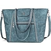 FADEON Large Laptop Tote Bag for Women Designer Leather Laptop Bag Fashion Travel Backpack Purse Shoulder Handbag