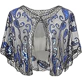 BABEYOND 1920s Shawl Wraps Sequin Beaded Evening Cape Bridal Shawl Bolero Flapper Cover Up