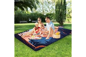 juanooo Camping Mat Rug Waterproof Large Picnic Blanket Lightweight Outdoor Picnic Mat 76"X57" Foldable Sand Proof Beach Blanket Rug for Beach Tent Lawn Grass Hiking Concerts Indoor Play Mat, Sunset