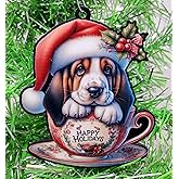 Generic Basset Hound Santa Pup in Merry Christmas Tea Cup Ornament