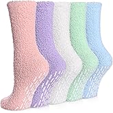 MQELONG Non Slip Hospital Socks with Grips for Women Winter Warm Cozy Fuzzy Slipper Soft Fluffy Sleep Socks