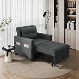 Yaheetech Sleeper Sofa Chair Bed 3 in 1 Adjustable Dark Gray Fabric view 2