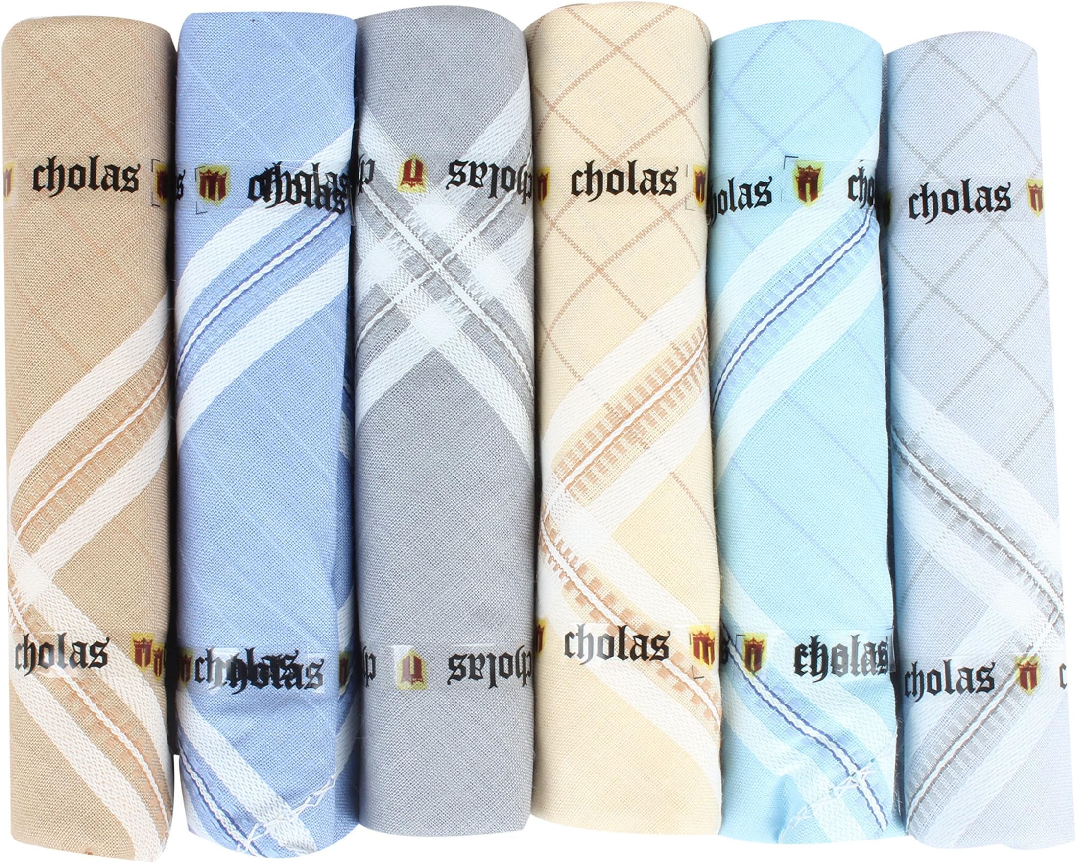 Cholas 100% Cotton Striped Handkerchiefs (Pack of 6)