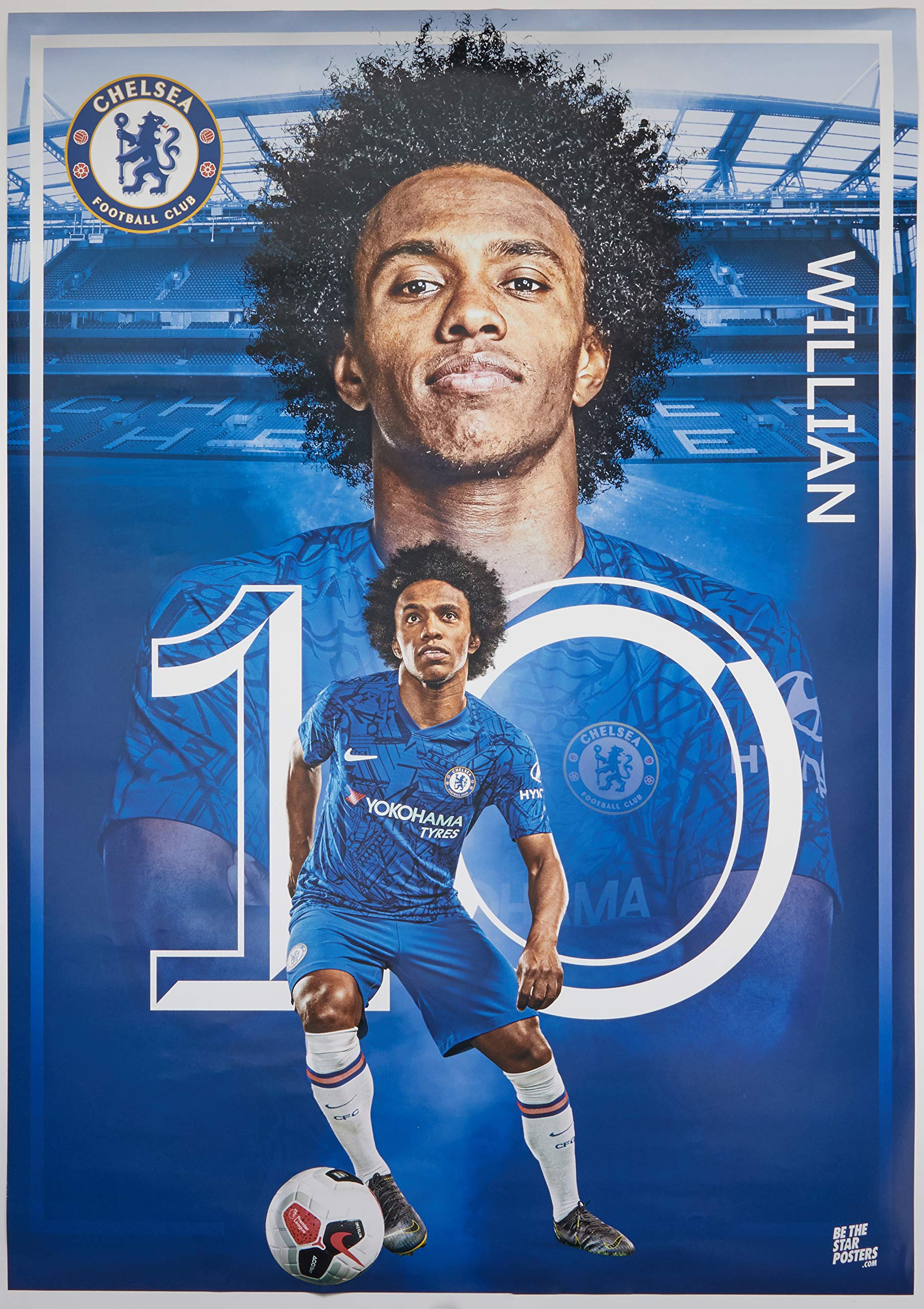 Chelsea FC 2019/20 Willian Action A2 Football Poster/ Print/ Wall Art - Officially Licensed Product - Available in Sizes A3 & A2 (A2)