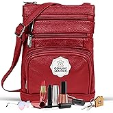 Krediz leather Crossbody Purses for Women, Multi Pocket Crossbody Purse with Adjustable Strap, Soft & Durable Leather Purse