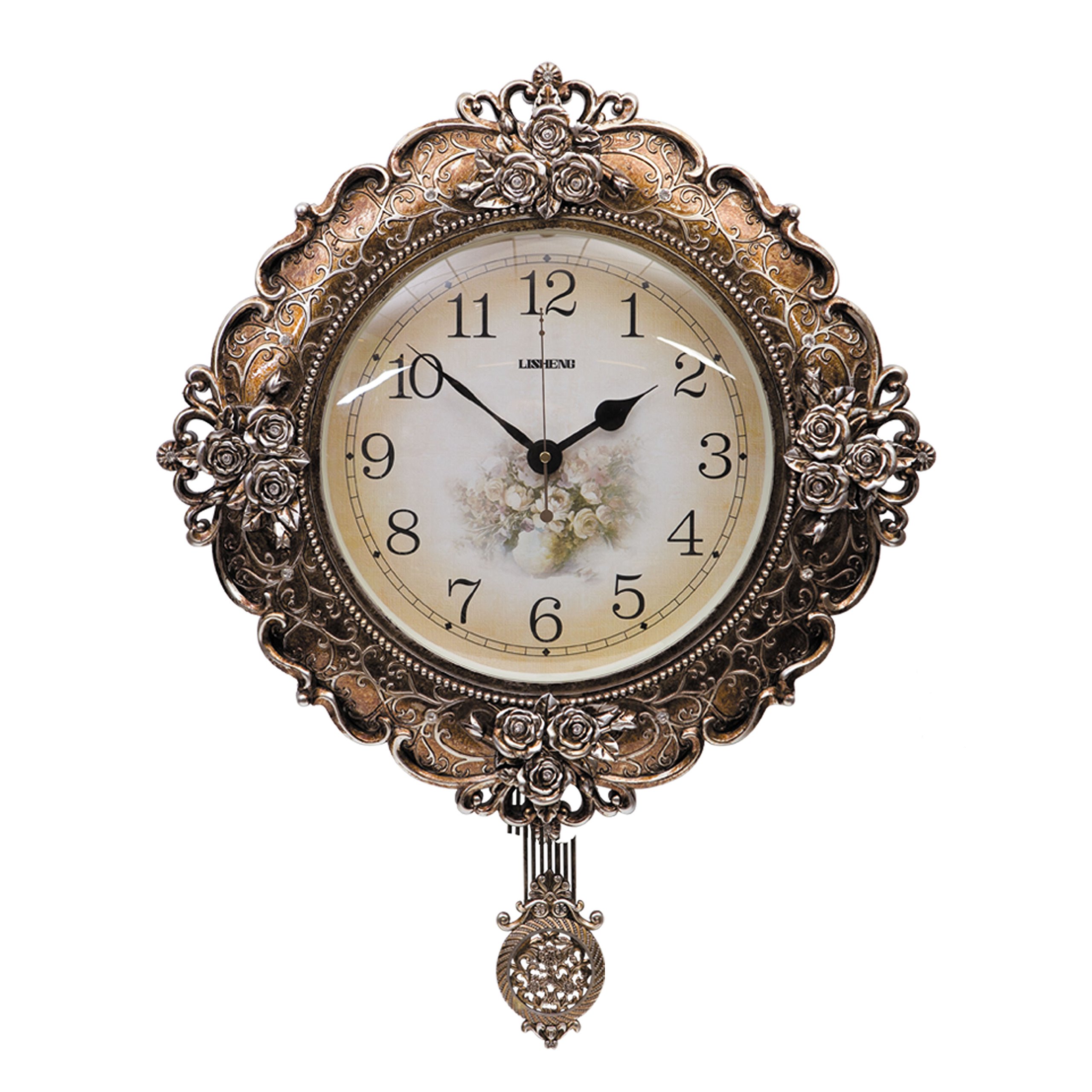 Beautiful Large Ornate Bronze Gold Pendulum Wall Clock By Lisheng 515 X 95 X 515 Cm For Dining Room