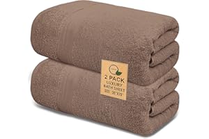 SOFTOLLE 100% Cotton Luxury Bath Sheets - Pack of 2 (35" x 70") | Super Soft, Quick-Dry & Highly Absorbent Towels for Bathroom, Home, Spa & Gym (Taupe)
