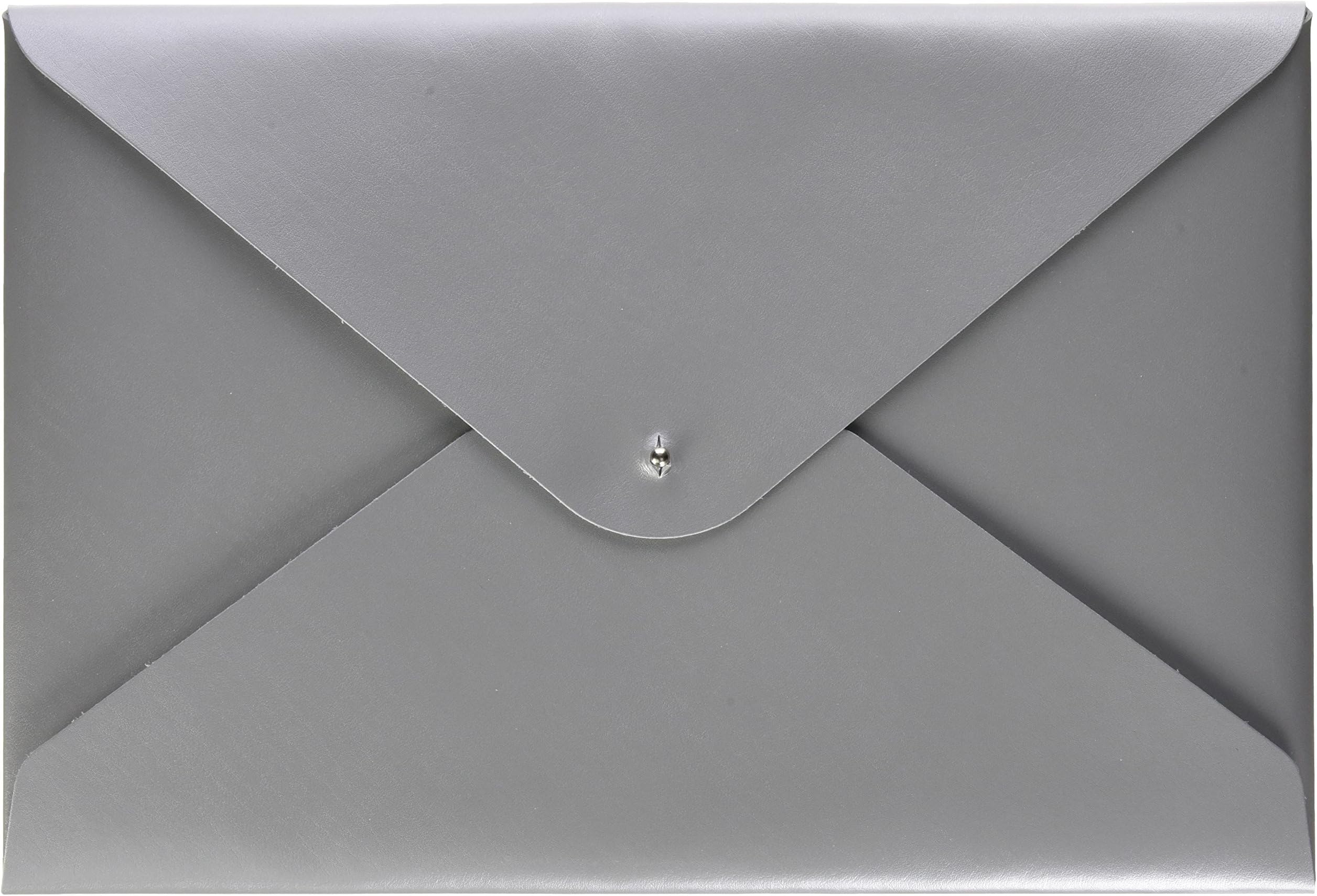 Paperthinks 9 x 13 Inch Recycled Leather Document Folder Silver (PT10013)
