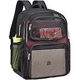 MAY TREE Mesh Backpack Heavy Duty Big Mesh Bag Large Capacity for Travel Beach Hiking Outdoor Sports with Paded Strap