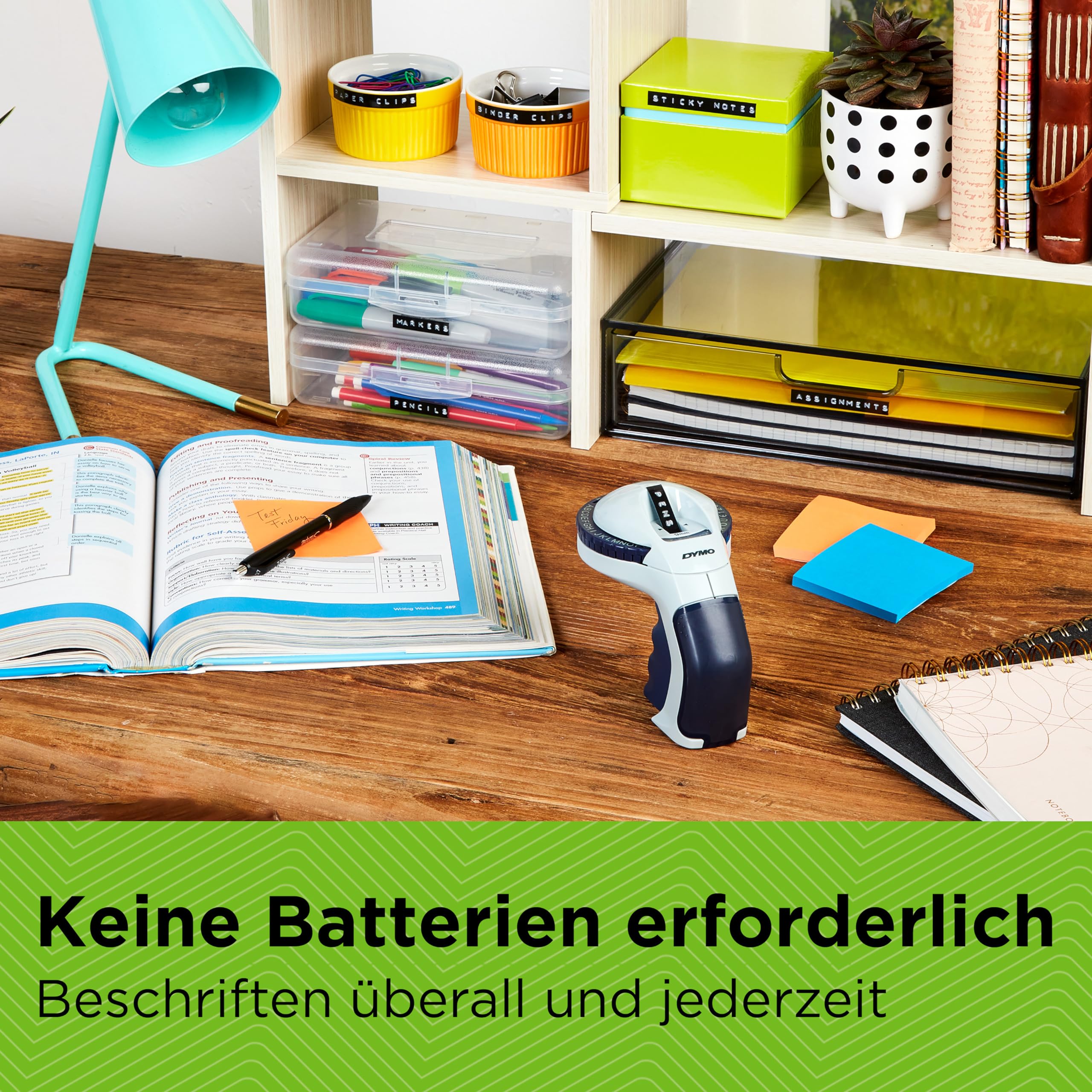 DYMO Omega Prägegerät | kleines Beschriftungsgerät mit Dreh-klick-System und ergonomischem Design | für zu Hause und für Bastel- und Hobbyprojekte (£/€ÄÖ und Ü) 4