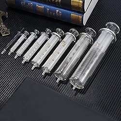 Jiaxix 2 Pack 50ml Glass Syringe With Caps