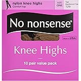 No Nonsense Women's Reinforced Toe Knee-Highs, 10 Pair Value Pack