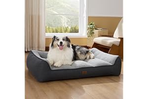 Bedsure XL Orthopedic Dog Beds Large Sized Dog - Extra Thick Supportive Dogs Couch with Waterproof Washable Cover, Extra Large Comfort Pet Bed Sofa with Soft Plush Sherpa and Nonskid Bottom, Grey, 42"