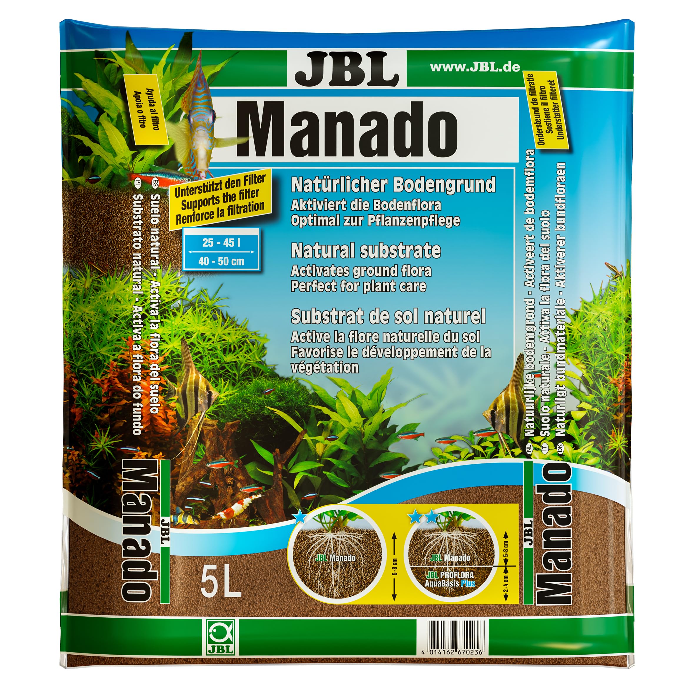 JBL Manado 5 l, Natural substrate for freshwater aquariums