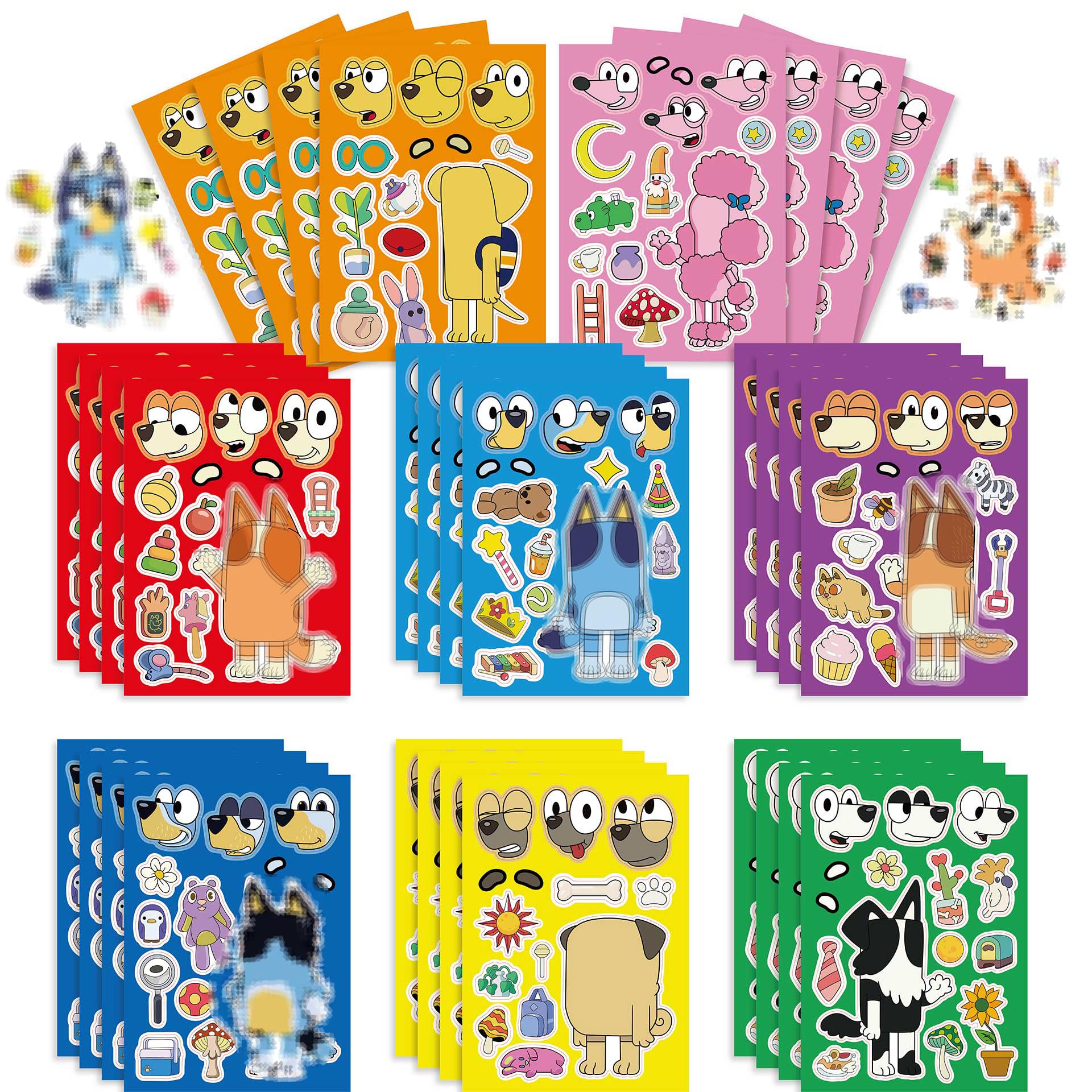 24 Pcs Face Stickers Sheets for Children Party Bags, Make Your Own Characters DIY Stickers DIY for Kids Party Favor Supplies Craft