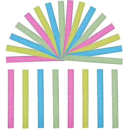 Righello Confezione Da 24 Righelli Colorati Trasparenti 30 Cm Righelli Plastica Trasparente 4 Colori Rosa Caldo Blu Giallo Neon E Verde