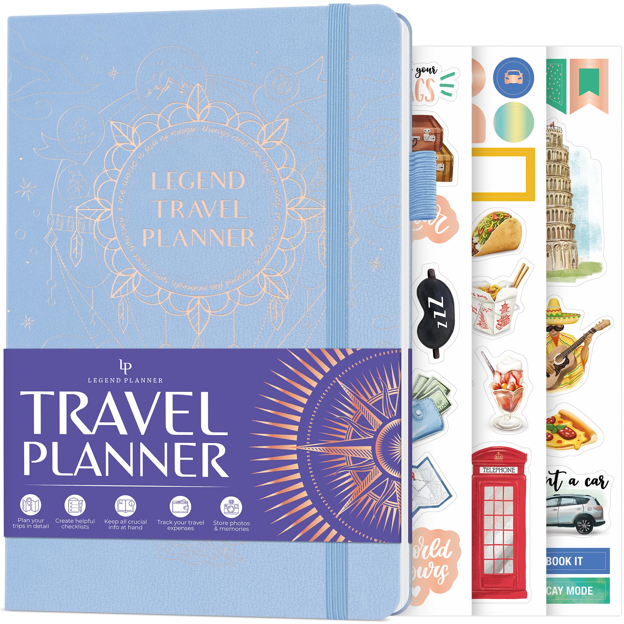 Legend Travel Planner – Vacation Itinerary Organizer – Travelling Journal for Women, Men & Couples – Traveling Log (Periwinkle)