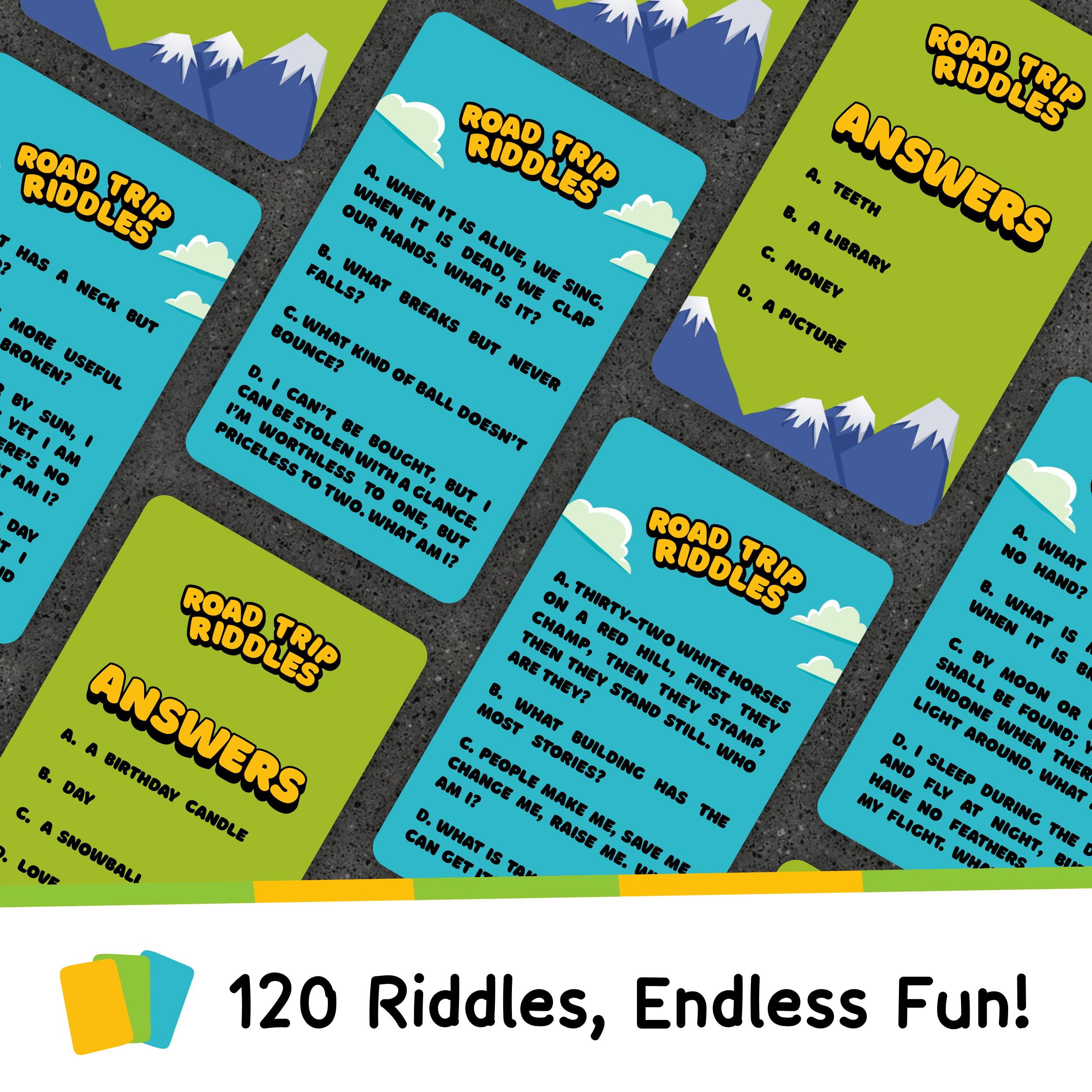 WELL BALANCED 120 Road Trip Riddles - Road Trip Car Game for Kids