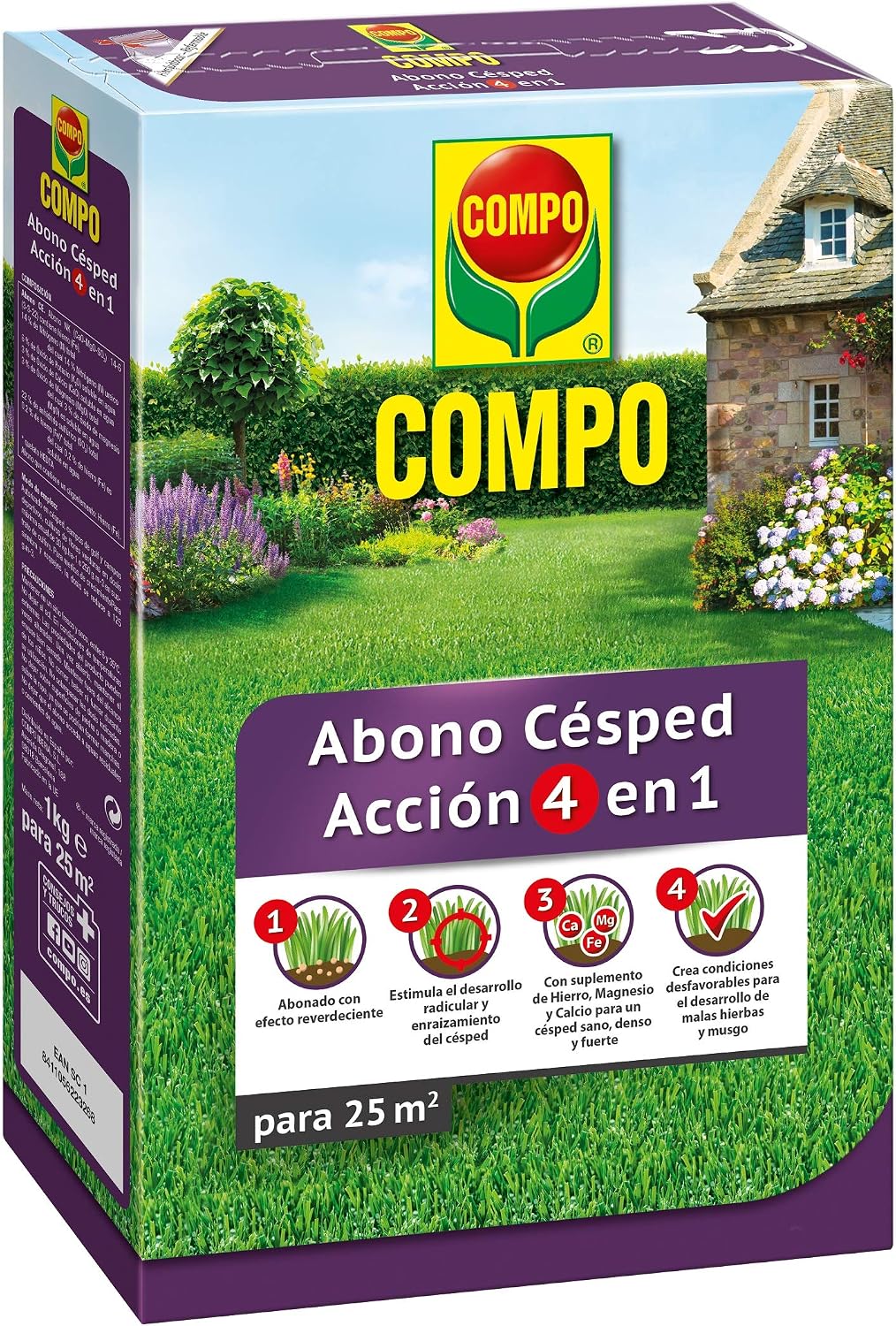 Compo Abono de césped Acción 4 en 1, Granulado, 3 kg, 75 m: Amazon ...