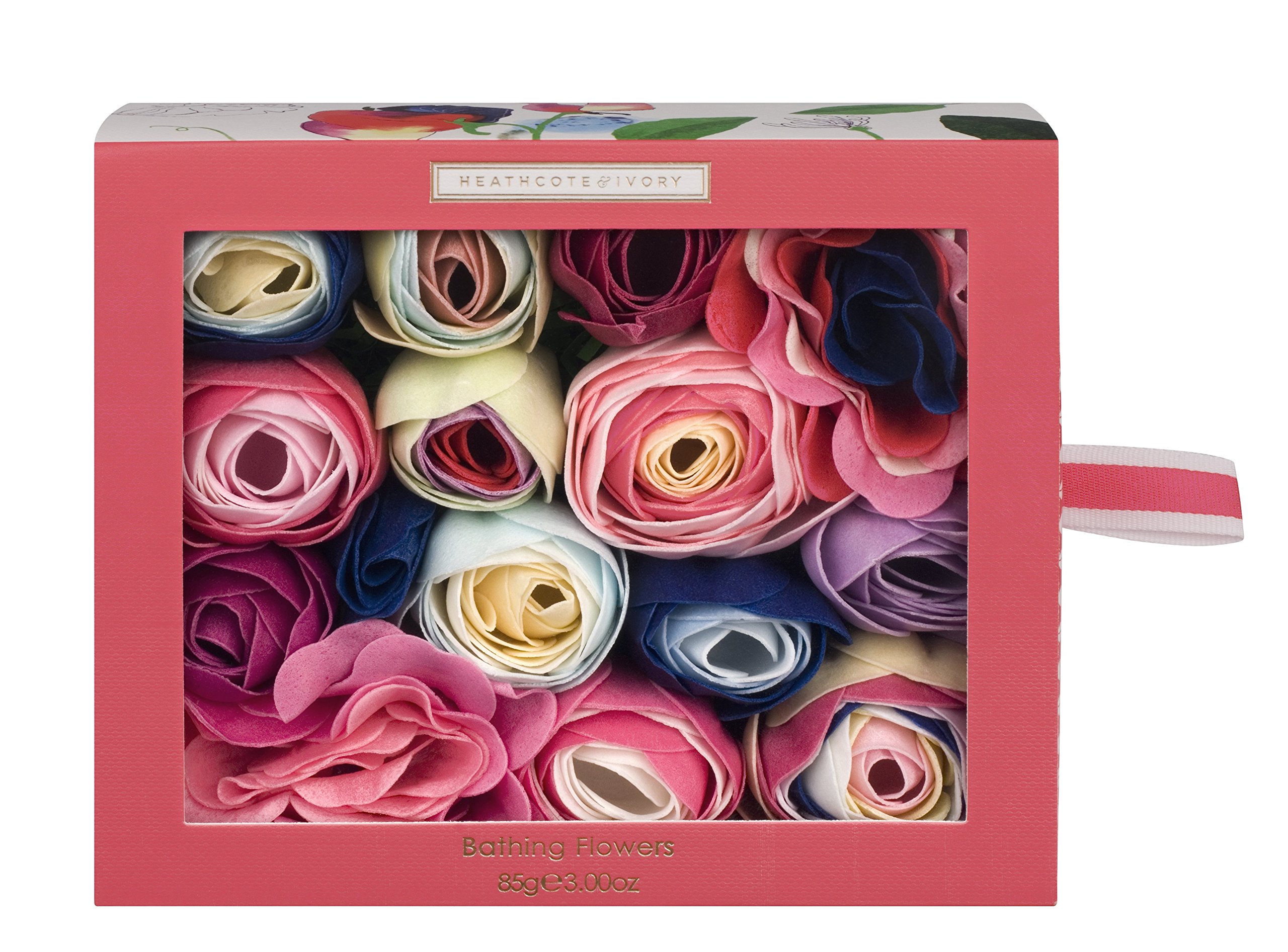 Heathcote & Ivory Sweet Pea and Honeysuckle Bathing Flowers in Sliding Box, 85 g