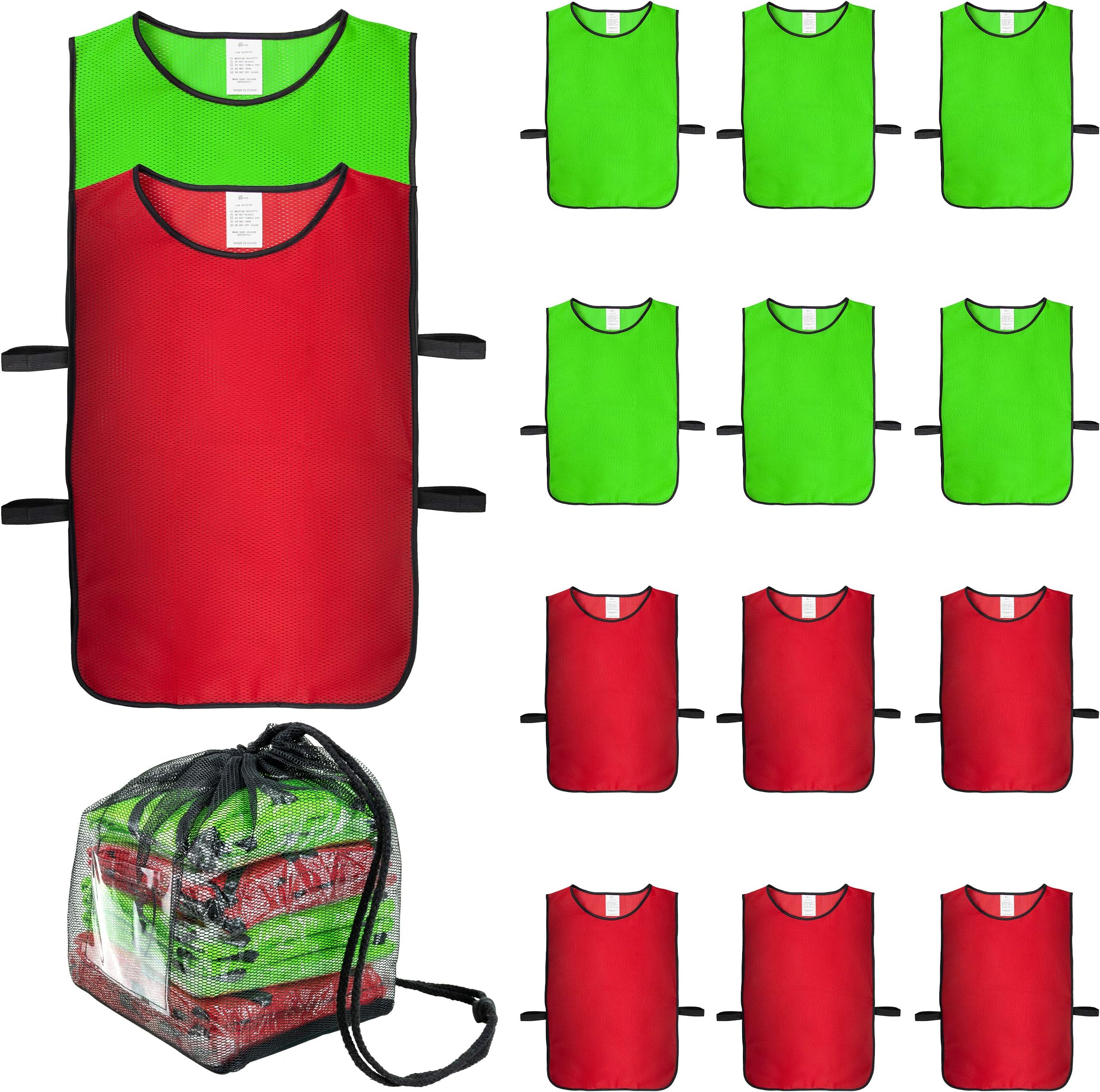 Norker Soccer Pinnies, Set of 12 Pinnies Adults and Youth, Scrimmage Jerseys