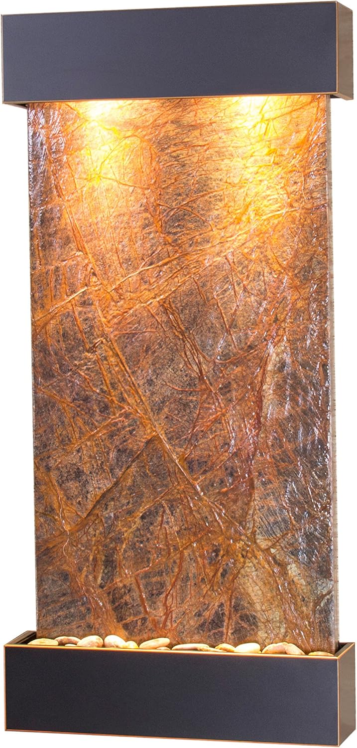 Whispering Creek Water Feature with Blackened Copper Trim and Square Edges (Natural Green Slate): Home & Kitchen