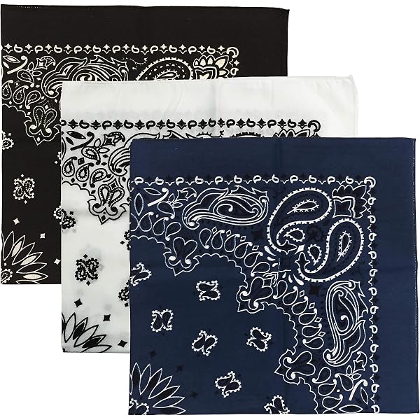 Made In USA Paisley Bandanas – 3 Pack – Assorted Colors – Unisex