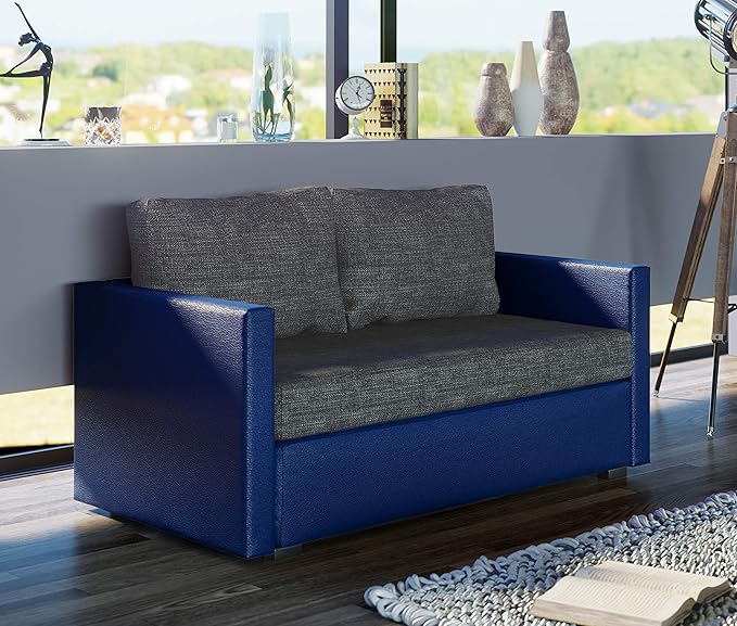 VCM 2er Schlafsofa Sofabett Couch Sofa mit Schlaffunktion Sinsa Blau 60 x 122 x 78 cm