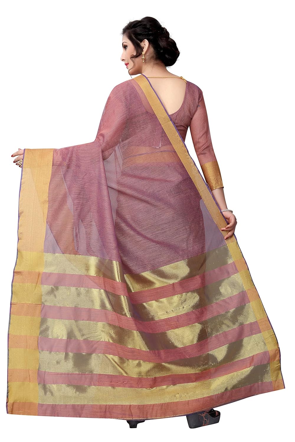 perfectblue women's linen saree with blouse piece (pallucotton3variation)