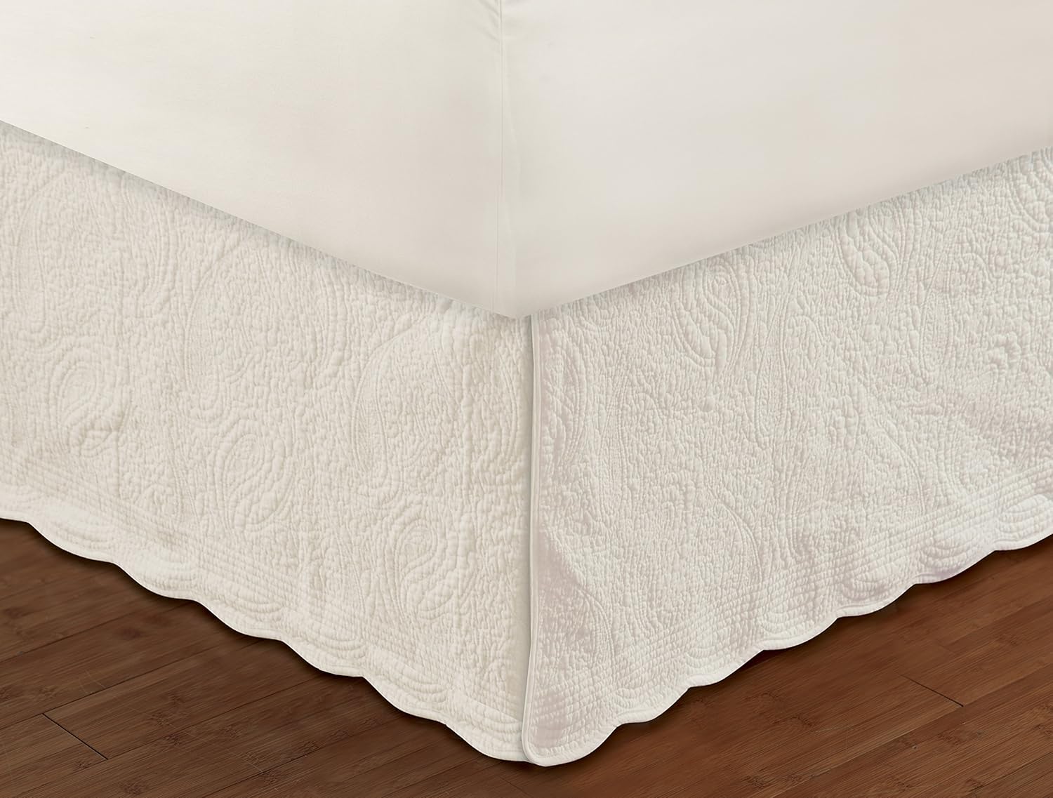 Greenland Home Paisley Quilted Bed Skirt, Ivory, Full: Home & Kitchen