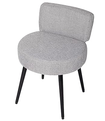 BirdRock Home Grey Linen Chair with Back and Black Metal Legs