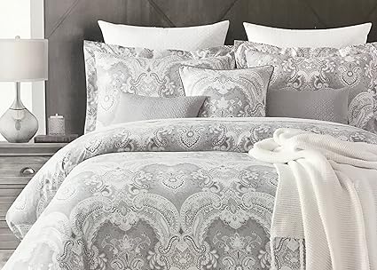 Tahari Home 6 Piece King Comforter Set Silver And Grey 100