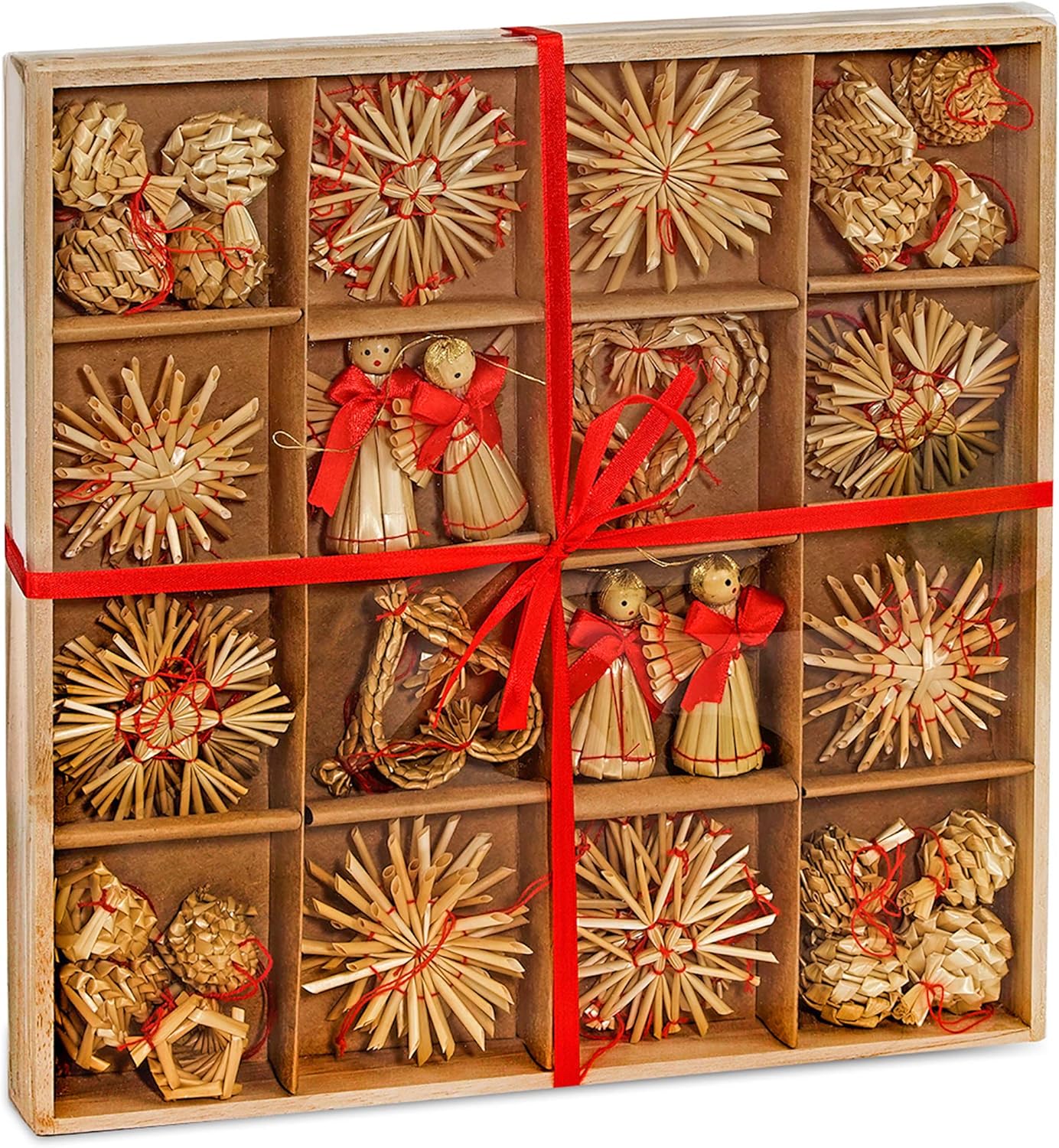 BRUBAKER 48-teiliges Strohsterne Set - Weihnachtsbaumschmuck Traditionell
