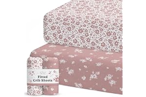 SORREL + FERN Crib Sheets Neutral - Fitted Baby Crib Sheets Bed for Girl Boy - 2 Pack Standard & Toddler Mattress (Antique Rose) - Buttery Soft Organic Cotton Blend