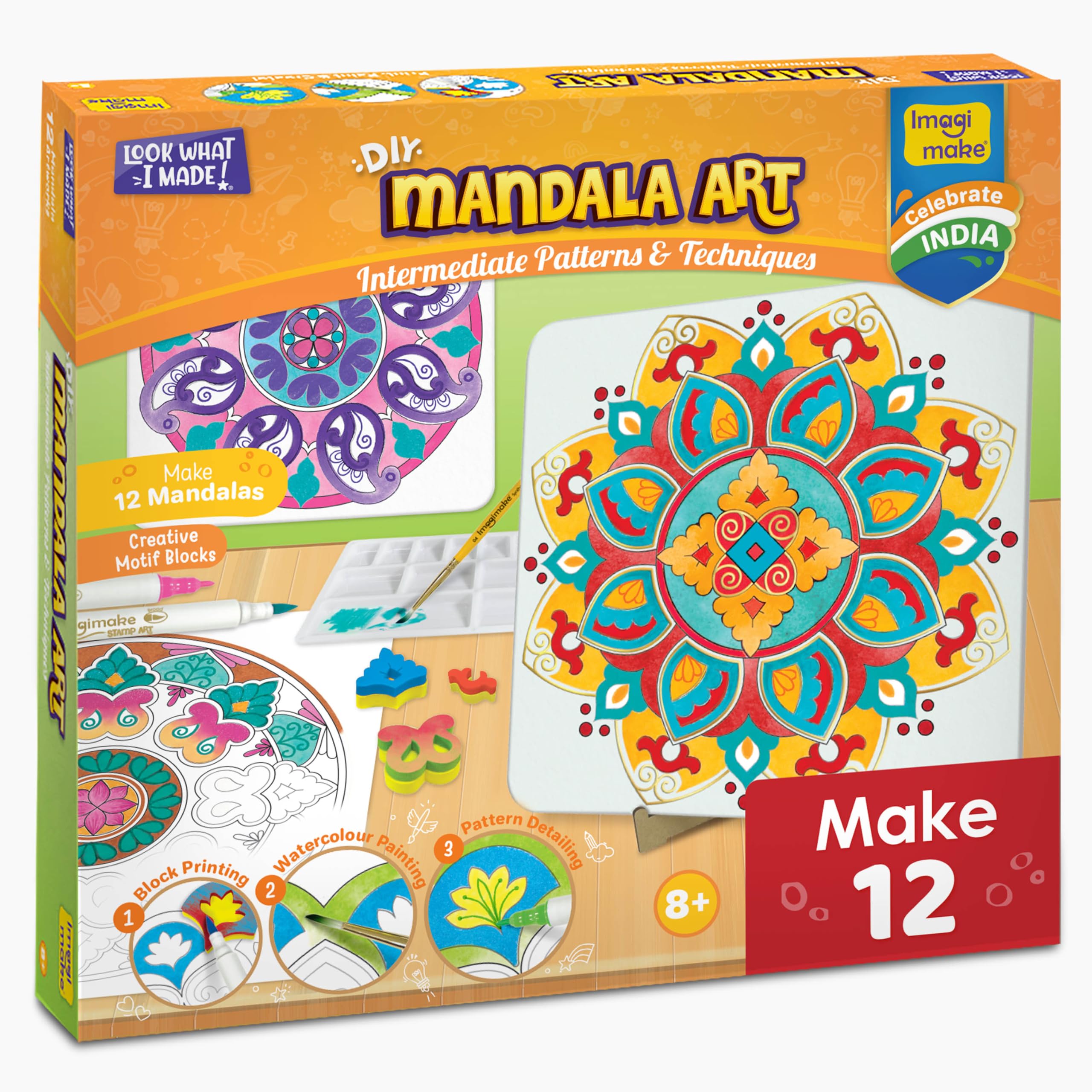 Imagimake Mandala Art Kit | Watercolor Paint Set | 12 Exciting Mandala Projects in Arts and Crafts for Kids Ages 8-12-14-16 | Craft Kits for Adults & Kids | 7 Year Old Girl Birthday Gifts