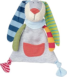 Sigikid 41274 - Mädchen und Jungen, Schnuffeltuch Hase, Ringeldingelhase, grau/bunt