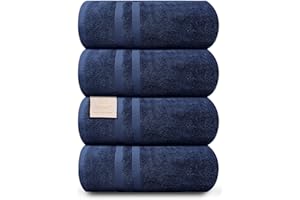 ORGANIX - SUSTAINABLE HEALTH SUPPLIES Organix Oversized 4 Piece Soft Bath Sheets 550 GSM Cotton Bath Towels Extra Large 35"x70", Highly Absorbent & Quick Dry, Super Soft Hotel Quality Extra Large Bath Towels, Daily Use (Navy)