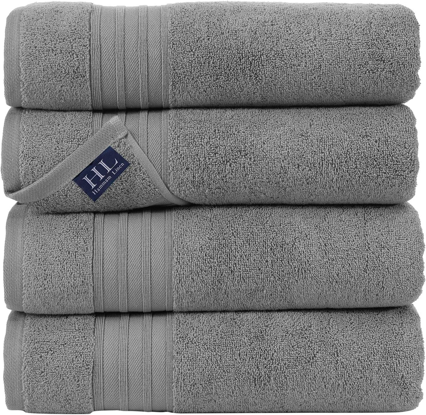 Hammam Linen 100% Cotton 27x54 4 Piece Set Bath Towels Cool Grey Soft and Absorbent, Premium Quality Perfect for Daily Use 100% Cotton Towels: Kitchen & Dining