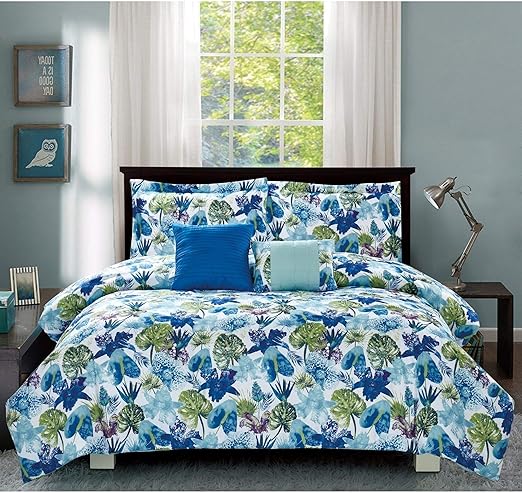 Amazon Com Home Style Tropical Comforter Set King Size Blue