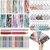 Motipuns 20 Sets Valentines Christian Church Gifts Bulk Bible Verse Pens Keychains and Bookmarks Religious Gift for Employee Coworker Nurse Women Men Teacher Sunday School Supplies(Colorful,Marble)