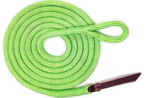 Knotty Girlz 9/16 Double Braid Polyester Yacht Horse Lead Rope Natural Horsemanship with Option of Loop or Snap 12ft. or 14ft. Lengths (Neon Green, 12 ft. No Snap)