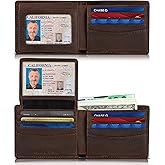 SERMAN BRANDS 2 ID Window Wallet for Men RFID Blocking Leather, Bifold Top Flip, Extra Capacity Travel Wallet