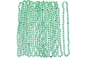 Skeleteen Green Shamrock Beads Necklaces - St Patricks Day Irish Clover Bead Necklace Party Favors Pack - 1 Dozen