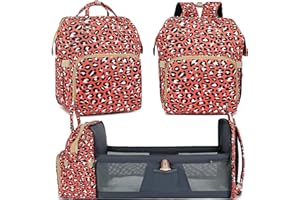 ROSEGIN Baby Diaper Bag Backpack with Changing Station for Boy Girl, Baby Registry Search Shower Gifts Baby Stuff for Newborn Essentials Must Haves, Dad Mom Travel Large Leopard Diaper Bags