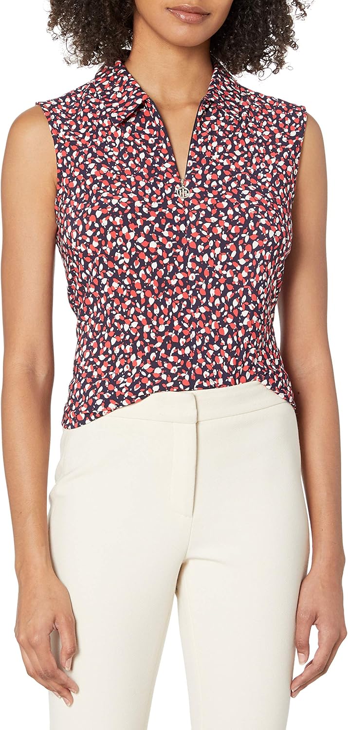 Tommy Hilfiger Women's Zip Front Sleeveless Knit Top