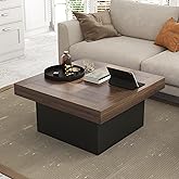 HOMCOM Square Coffee Table with 16-Colour LED Lights, 35-inch Modern Center Table for Living Room, Walnut