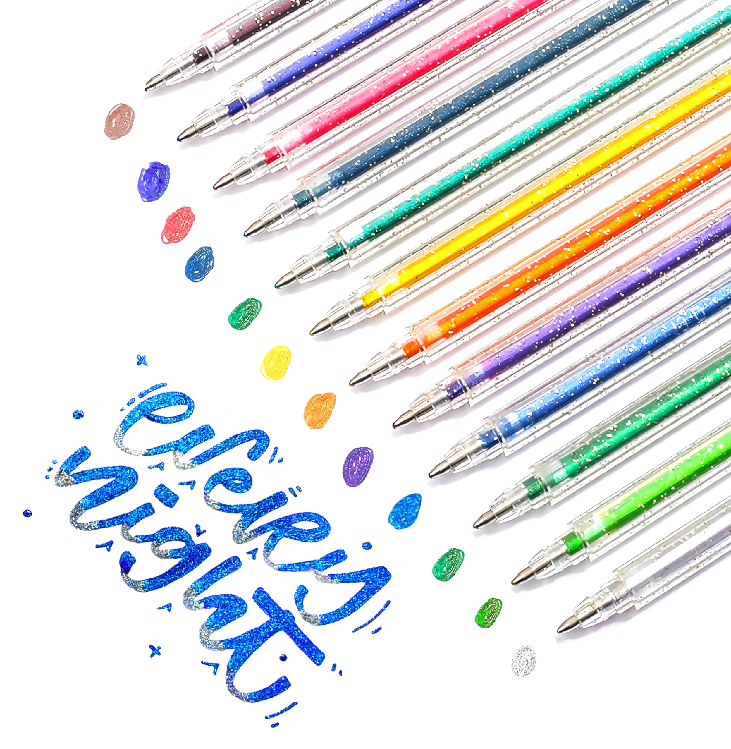 SMOOTHERPRO Metallic Gel Pens | Set of 12 | Glitter Colored Pen | for Coloring Books Cards Journaling Crafting Drawing Writing (SC623-12) | 1.0mm Tip | 12 Colors