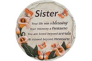 MYFIHU Memorial Stone Sister Memorial Gifts for Loss of Sister Garden Stone in Memory of Sister Sympathy Stepping Stones TNS10