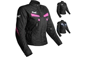 HWK Stunt Motorcycle Jacket for Women, Women's Motorcycle Jacket with CE Armor for Enduro Motorbike Riding, Easy-Adjust Water Resistant Textile Biker Jacket with Thermal Lining - Pink, Medium